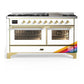 Ilve UM60FNR3RAGLP Ilve Um60Fnr3Raglp Majestic Iii 60 Inch Dual Fuel Range With 9 Burners And Griddle, Dual Function Burner Up To 25,000 Btu (Liquid Propane, Triple Glass Door, Ral, Brass)