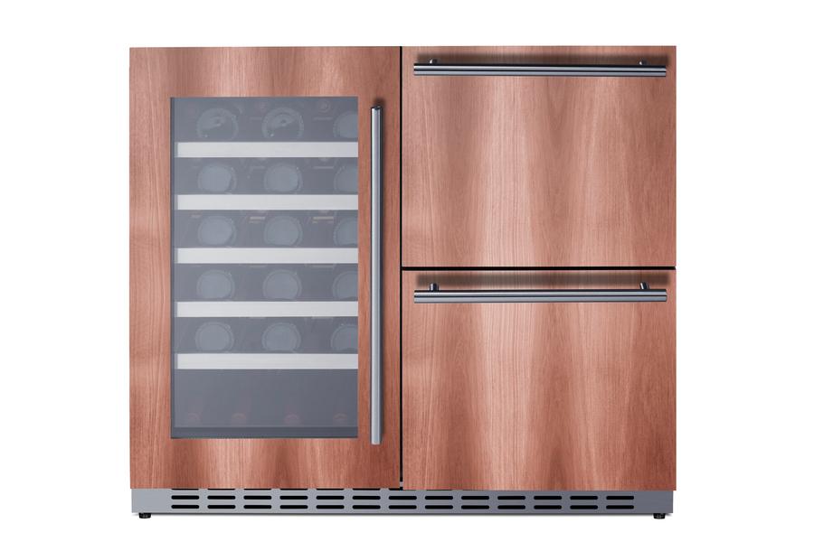 Summit ADRWC36PNR 36" Wide Combination Wine Cellar & 2-Drawer Refrigerator , Ada Compliant (Panel Not Included)