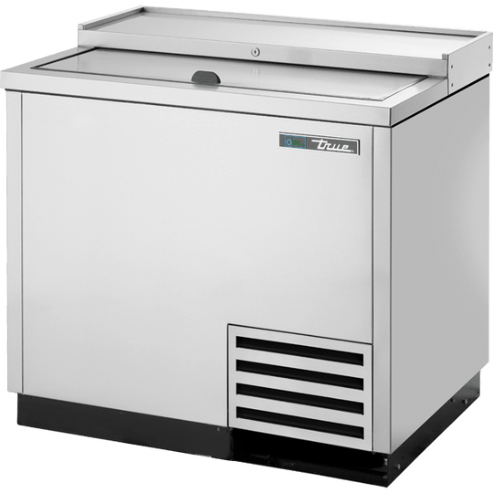 True Manufacturing Commercial TD3612SHC Solid Slide Lid Stainless Steel Deep Well Horizontal Bottle Cooler With Hydrocarbon Refrigerant