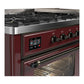 Ilve UM60FNR3BUBLP Ilve Um60Fnr3Bublp Majestic Iii 60 Inch Dual Fuel Range With 9 Burners And Griddle, Dual Function Burner Up To 25,000 Btu (Liquid Propane, Triple Glass Door, Burgundy, Burnished)