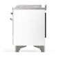 Ilve UM48FSQNR3WHCLP Ilve Um48Fsqnr3Whclp Majestic Iii 48 Inch Dual Fuel Range With 5 Black Brass Burners, Griddle And French Top, Dual Function Burner Up To 25,000 Btu (Liquid Propane, Solid Door, White, Chrome)