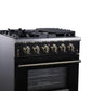Forno FFSGS623930BLK Forno Massimo 30-Inch Black Freestanding Gas Range, 5 Burners, True Convection Oven