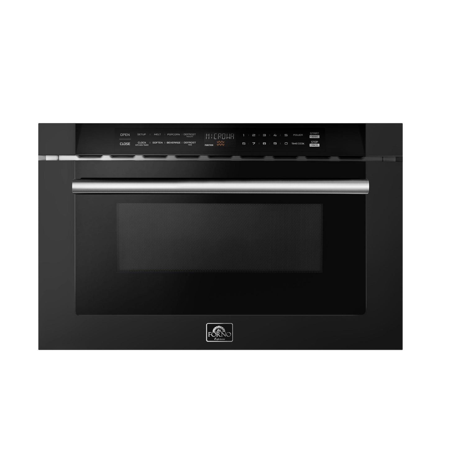 Forno FMWDR300024BLK Forno Capoliveri Espresso 24-Inch Microwave Drawer, Black, 1.2 Cu.Ft, 1500 Watts, Built-In, Touch Control Lcd Display, Auto-Touch Open/Close, 11 Power Levels, Sensor Cooking