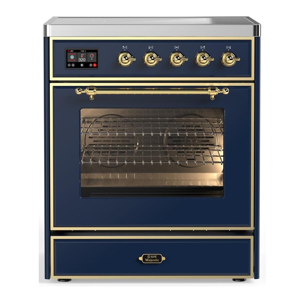 Ilve UMIB30NR3MBG Ilve Umib30Nr3Mbg Majestic Iii 30 Inch Induction Range With 4 Elements, 4 Cu. Ft. Oven Capacity (Triple Glass Door, Midnight Blue, Brass)