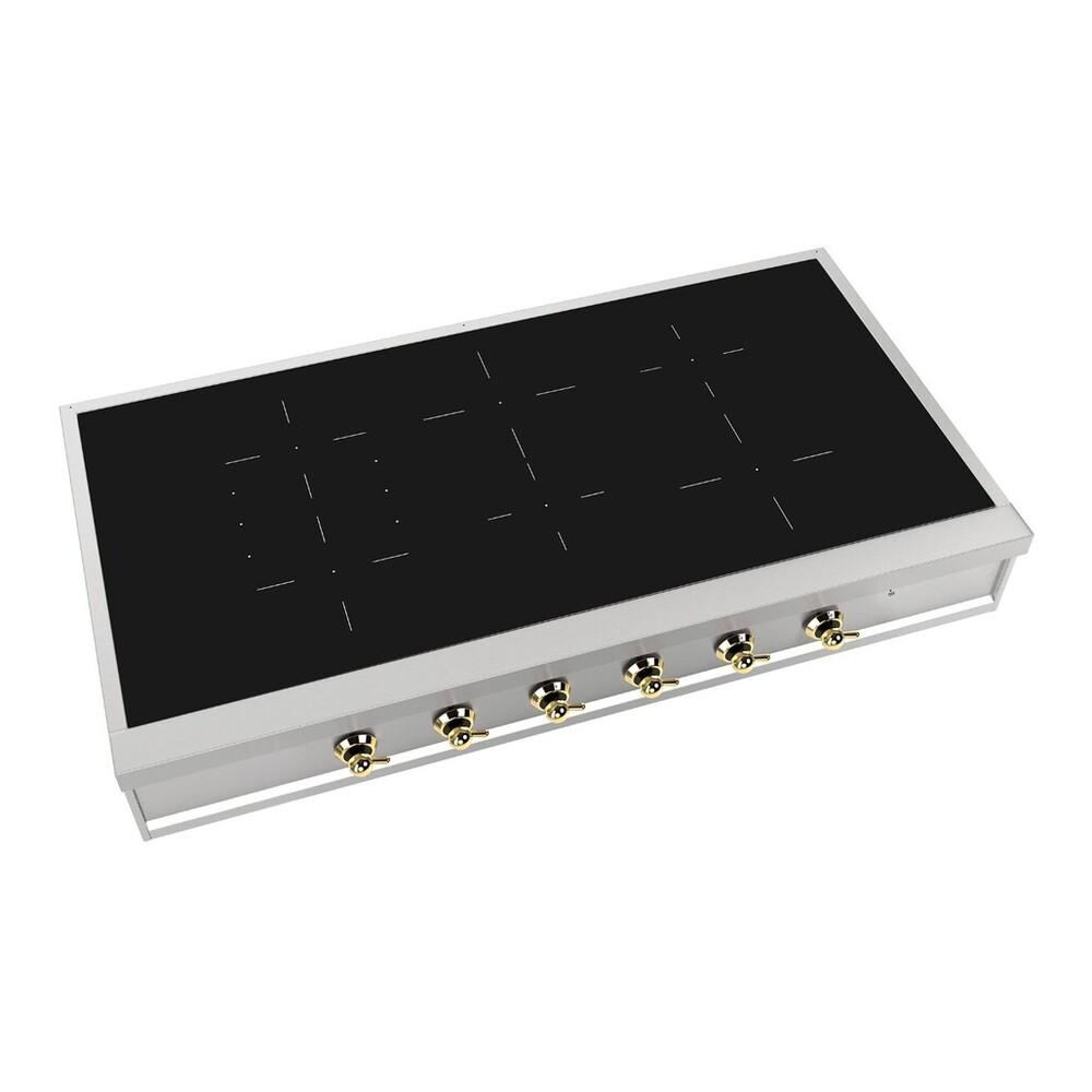 Ilve UHCPI486NSSG Ilve Uhcpi486Nssg Nostalgie Ii 48 Inch Built-In Induction Rangetop With 6 Elements (Stainless Steel, Brass)