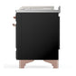 Ilve UM48FSQNR3BKPLP Ilve Um48Fsqnr3Bkplp Majestic Iii 48 Inch Dual Fuel Range With 5 Black Brass Burners, Griddle And French Top, Dual Function Burner Up To 25,000 Btu (Liquid Propane, Solid Door, Glossy Black, Copper)