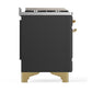 Ilve UM48FSNR3MGG Ilve Um48Fsnr3Mgg Majestic Iii 48 Inch Dual Fuel Range With 5 Black Brass Burners, Griddle And French Top, Dual Function Burner Up To 25,000 Btu (Natural Gas, Triple Glass Door, Graphite Matte, Brass)