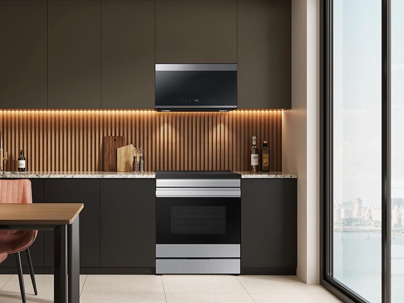 Samsung ME21DG6500SR Bespoke 2.1 Cu. Ft. Over-The-Range Microwave With Edge To Edge Glass Display In Fingerprint Resistant Stainless Steel