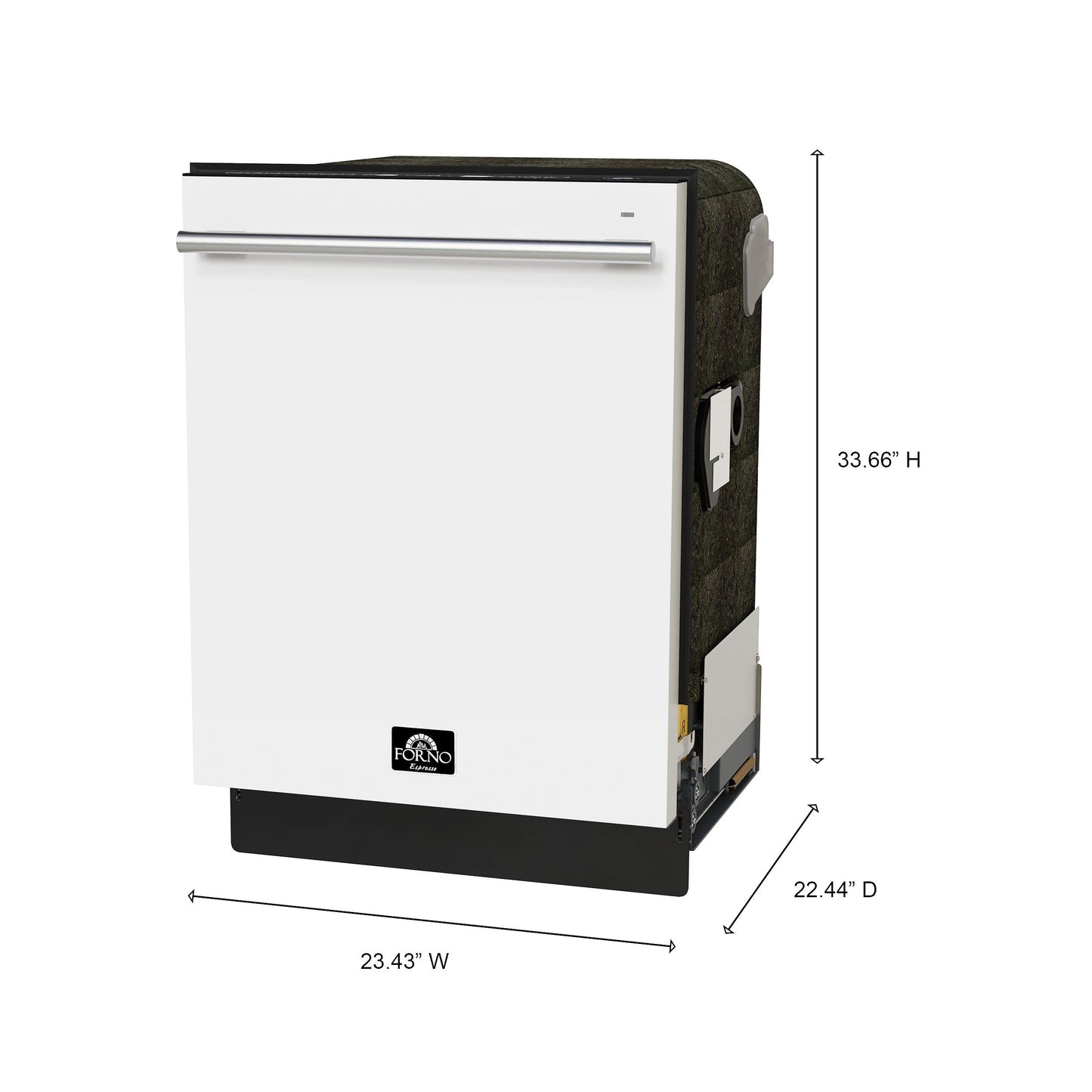 Forno FDWBI803524WHT Forno Romano Espresso 24-Inch Built-In Dishwasher, White Finish, Stainless Steel Tub, 49 Dba, Energy Star Certified