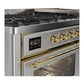 Ilve UM60FNR3SSGLP Ilve Um60Fnr3Ssglp Majestic Iii 60 Inch Dual Fuel Range With 9 Burners And Griddle, Dual Function Burner Up To 25,000 Btu (Liquid Propane, Triple Glass Door, Stainless Steel, Brass)