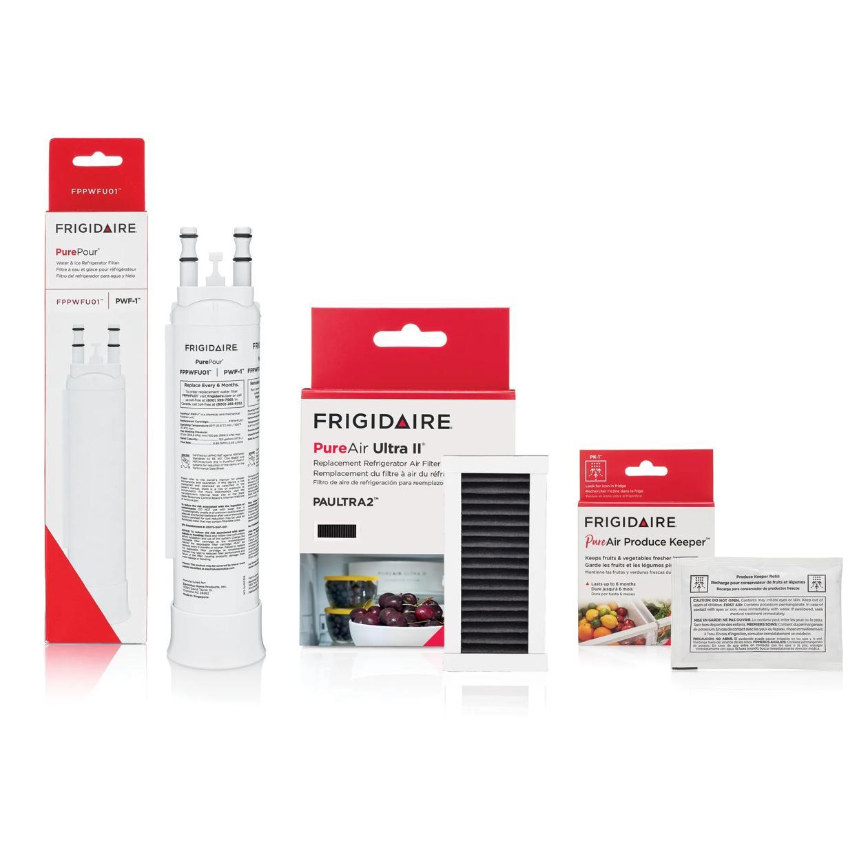 Frigidaire FRIGCOMBO7 Fppwfu01, Paultra2, And Frpapkrf Water And Air Filter Combo Kit With Produce Keeper