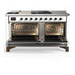 Ilve UM60FSQNR3WHBLP Ilve Um60Fsqnr3Whblp Majestic Iii 60 Inch Dual Fuel Range With 7 Burners, Griddle And French Top, Dual Function Burner With Up To 25,000 Btu (Liquid Propane, Solid Door, White, Burnished)