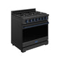 Thor Kitchen RSG36PBLPBLU 36 Inch Professional Liquid Propane Range With Precision Knob In Black And Blue Gordon Ramsay Series