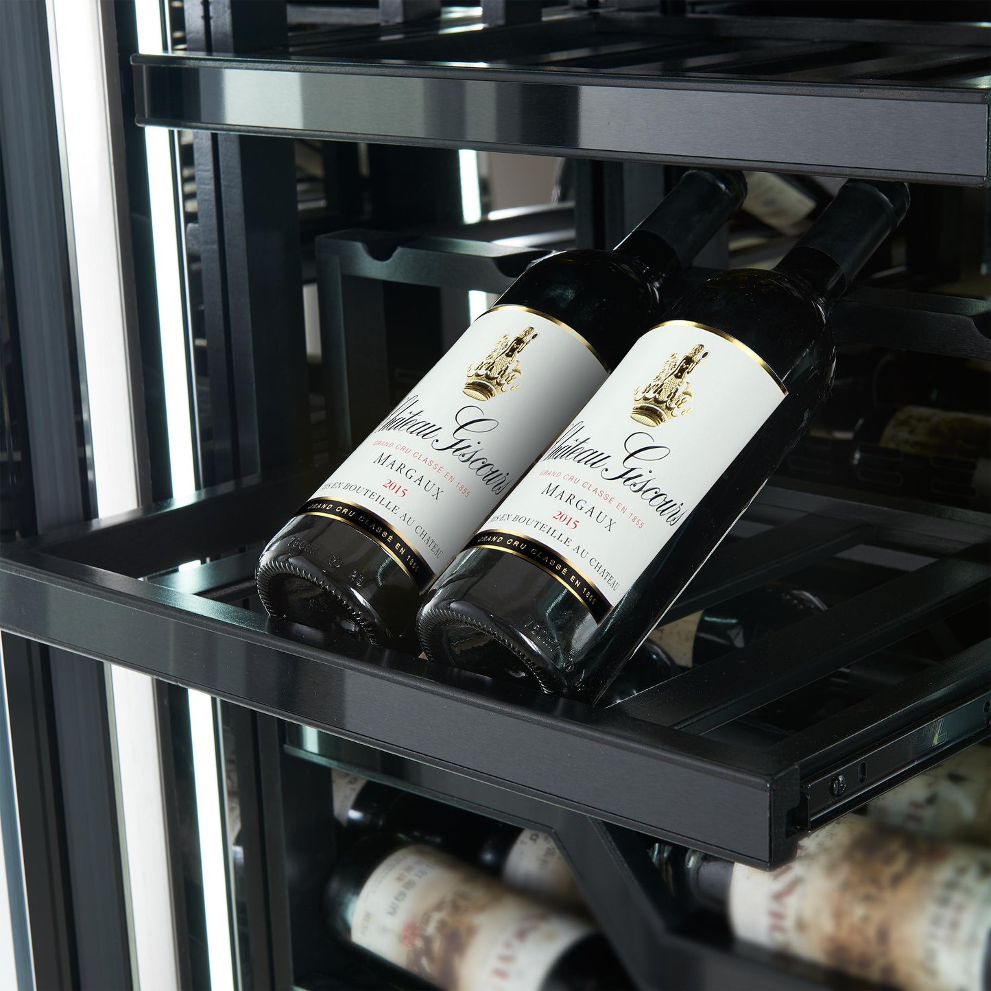 Forno FWCDR661048S Forno Abruzzo 48-Inch Dual Zones Wine Cellar, 102 Bottles, 24 Cu. Ft., Green Acrylic Holders & Black Shelves