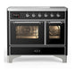 Ilve UMDIB40NR3BKC Ilve Umdib40Nr3Bkc Majestic Iii 40 Inch Induction Range With 6 Elements, 3.82 Cu. Ft. Total Oven Capacity (Triple Glass Door, Glossy Black, Chrome)
