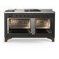 Ilve UM60FSNR3MGBLP Ilve Um60Fsnr3Mgblp Majestic Iii 60 Inch Dual Fuel Range With 7 Burners, Griddle And French Top, Dual Function Burner With Up To 25,000 Btu (Liquid Propane, Triple Glass Door, Graphite Matte, Burnished)