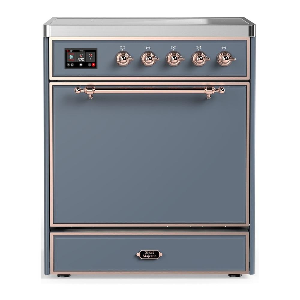 Ilve UMIB30QNR3BGP Ilve Umib30Qnr3Bgp Majestic Iii 30 Inch Induction Range With 4 Elements, 4 Cu. Ft. Oven Capacity (Solid Door, Blue Grey, Copper)