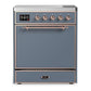 Ilve UMIB30QNR3BGP Ilve Umib30Qnr3Bgp Majestic Iii 30 Inch Induction Range With 4 Elements, 4 Cu. Ft. Oven Capacity (Solid Door, Blue Grey, Copper)