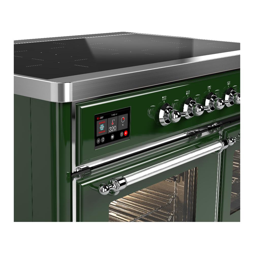 Ilve UMDIB40NR3EGC Ilve Umdib40Nr3Egc Majestic Iii 40 Inch Induction Range With 6 Elements, 3.82 Cu. Ft. Total Oven Capacity (Triple Glass Door, Emerald Green, Chrome)