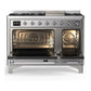 Ilve UM48FQNR3SSC Ilve Um48Fqnr3Ssc Majestic Iii 48 Inch Dual Fuel Range With 8 Burners And Griddle, Dual Function Burner Up To 25,000 Btu (Natural Gas, Solid Door, Stainless Steel, Chrome)