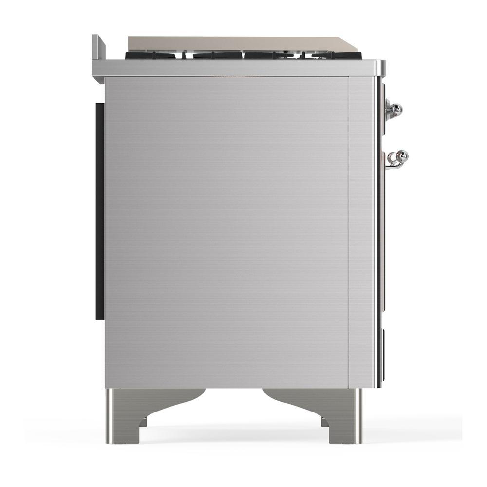 Ilve UM36FQNR3SSCLP Ilve Um36Fqnr3Ssclp Majestic Iii 36 Inch Dual Fuel Range With 6 Black Brass Burners And Griddle, Dual Function Burner Up To 25,000 Btu (Solid Door, Stainless Steel, Chrome, Liquid Propane)