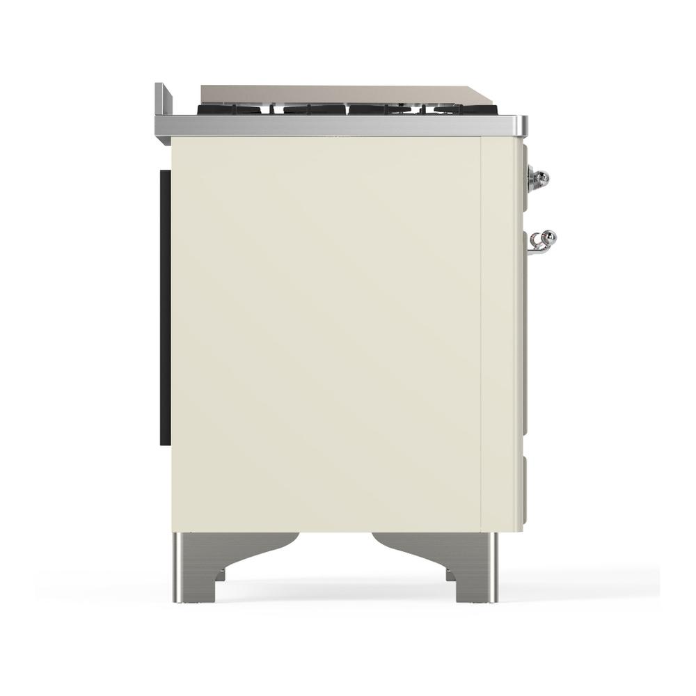 Ilve UM48FNR3AWCLP Ilve Um48Fnr3Awclp Majestic Iii 48 Inch Dual Fuel Range With 8 Burners And Griddle, Dual Function Burner Up To 25,000 Btu (Liquid Propane, Triple Glass Door, Antique White, Chrome)