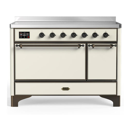 Ilve UMIB48QNR3AWB Ilve Umib48Qnr3Awb Majestic Iii 48 Inch Induction Range With 6 Elements, 5.02 Cu. Ft. Total Oven Capacity (Solid Door, Antique White, Burnished)