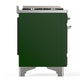 Ilve UM60FQNR3EGCLP Ilve Um60Fqnr3Egclp Majestic Iii 60 Inch Dual Fuel Range With 9 Burners And Griddle, Dual Function Burner Up To 25,000 Btu (Liquid Propane, Solid Door, Emerald Green, Chrome)