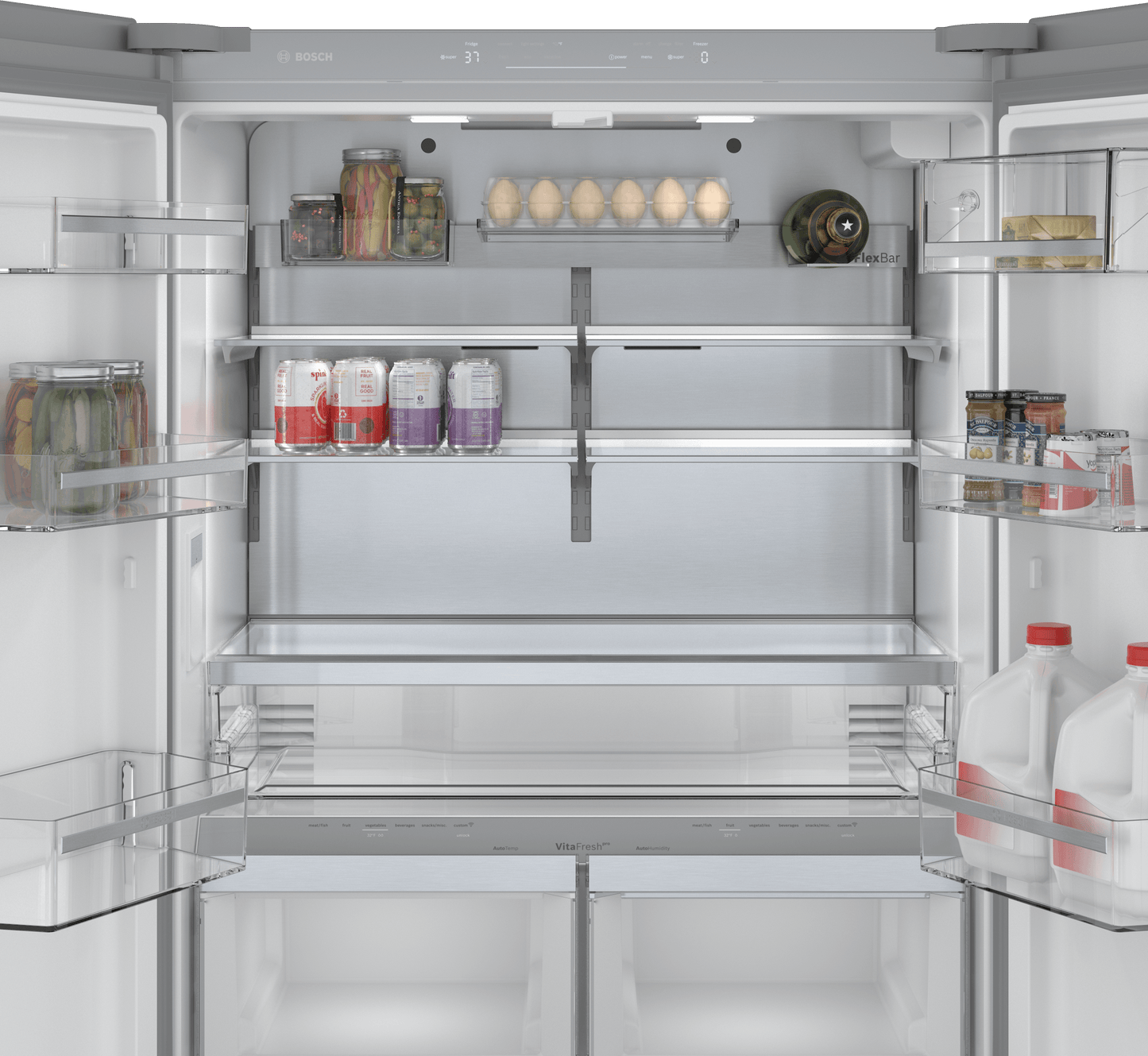 Bosch B36CT84SNS 800 Series, French Door Bottom Freezer, Multi Door, 36'', Brushed Steel (With Anti-Fingerprint)