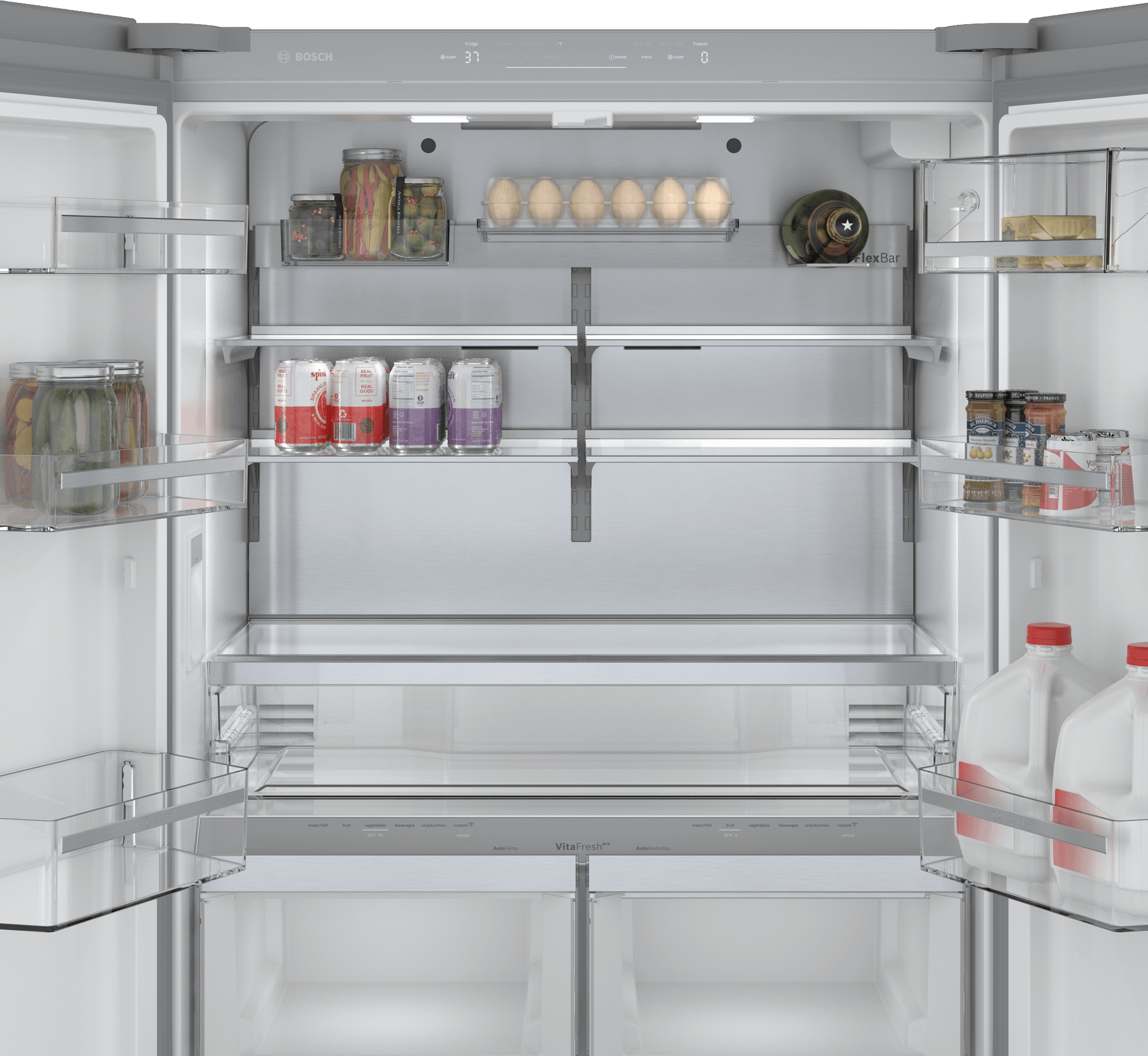 Bosch B36CT84SNS 800 Series, French Door Bottom Freezer, Multi Door, 36'', Brushed Steel (With Anti-Fingerprint)