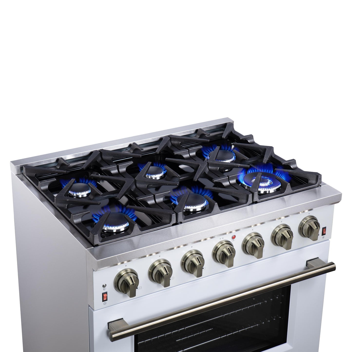Forno FFSGS623936WHT Forno Massimo 36-Inch White Freestanding Gas Range, 6 Sealed Burners, Convection Oven, Energy Efficient