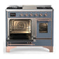 Ilve UMD40FNR3BGPLP Ilve Umd40Fnr3Bgplp Majestic Iii 40 Inch Dual Fuel Range With 6 Burners And Griddle, Dual Function Burner Up To 25,000 Btu (Liquid Propane, Triple Glass Door, Blue Grey, Copper)