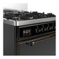 Ilve UM30QNR3BKB Ilve Um30Qnr3Bkb Majestic Iii 30 Inch Dual Fuel Range With 5 Black Brass Burners, Dual Function Burner Up To 25,000 Btu (Natural Gas, Solid Door, Glossy Black, Burnished)