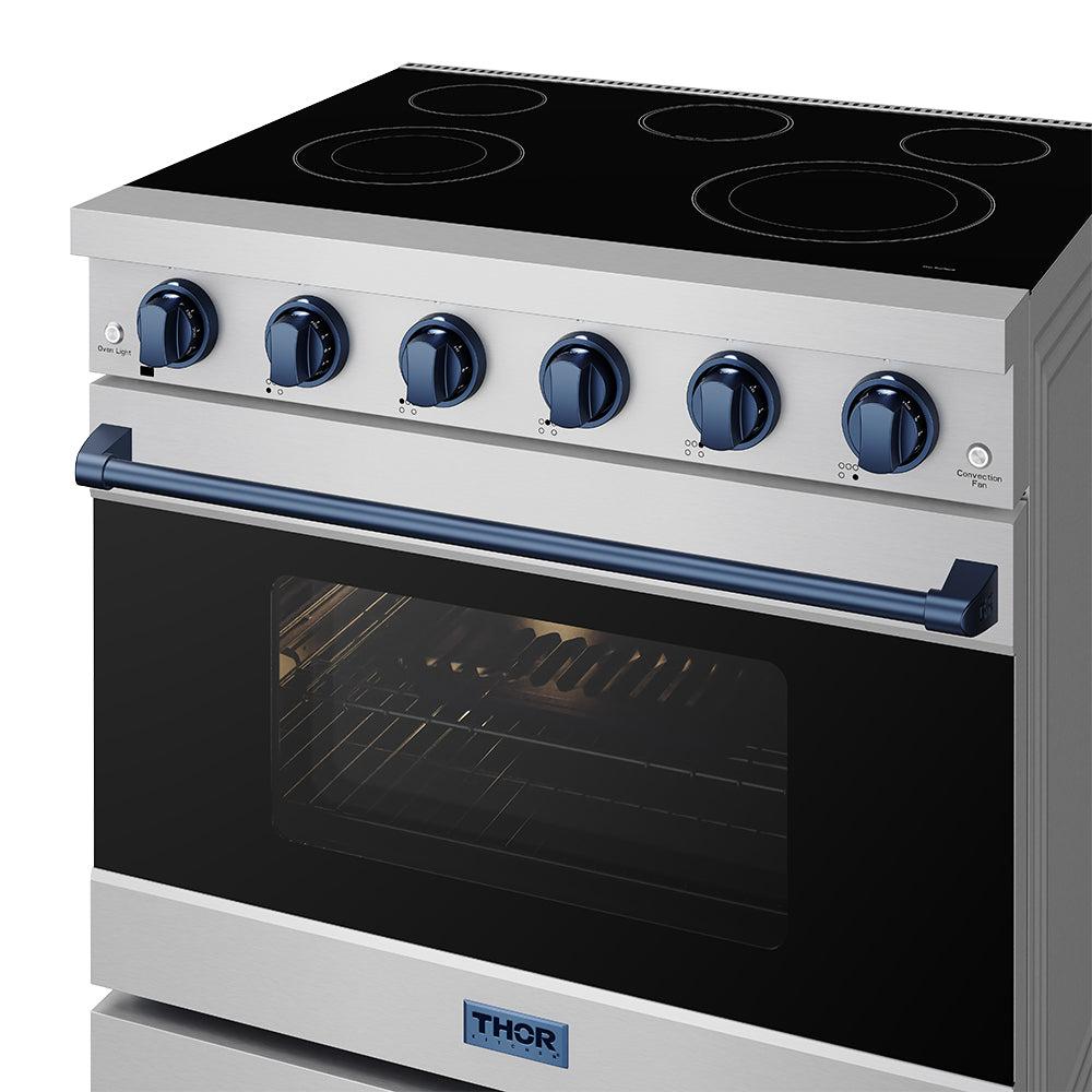 Thor Kitchen RSE36PBLU 36 Inch Professional Electric Range In Stainless Steel/Blue Gordon Ramsay Series