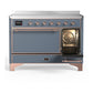 Ilve UMIB48QNR3BGP Ilve Umib48Qnr3Bgp Majestic Iii 48 Inch Induction Range With 6 Elements, 5.02 Cu. Ft. Total Oven Capacity (Solid Door, Blue Grey, Copper)