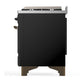 Ilve UM36FNR3BKB Ilve Um36Fnr3Bkb Majestic Iii 36 Inch Dual Fuel Range With 6 Black Brass Burners And Griddle, Dual Function Burner Up To 25,000 Btu (Triple Glass Door, Glossy Black, Burnished, Natural Gas)