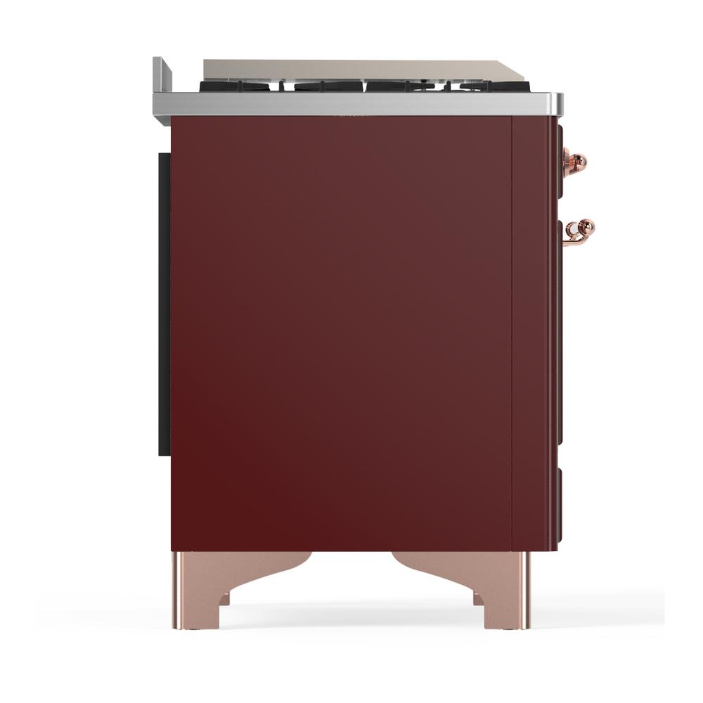 Ilve UM60FSNR3BUP Ilve Um60Fsnr3Bup Majestic Iii 60 Inch Dual Fuel Range With 7 Burners, Griddle And French Top, Dual Function Burner With Up To 25,000 Btu (Natural Gas, Triple Glass Door, Burgundy, Copper)