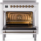 Ilve UPI366NMPWHB Nostalgie Ii 36 Inch Electric Freestanding Range In White With Bronze Trim