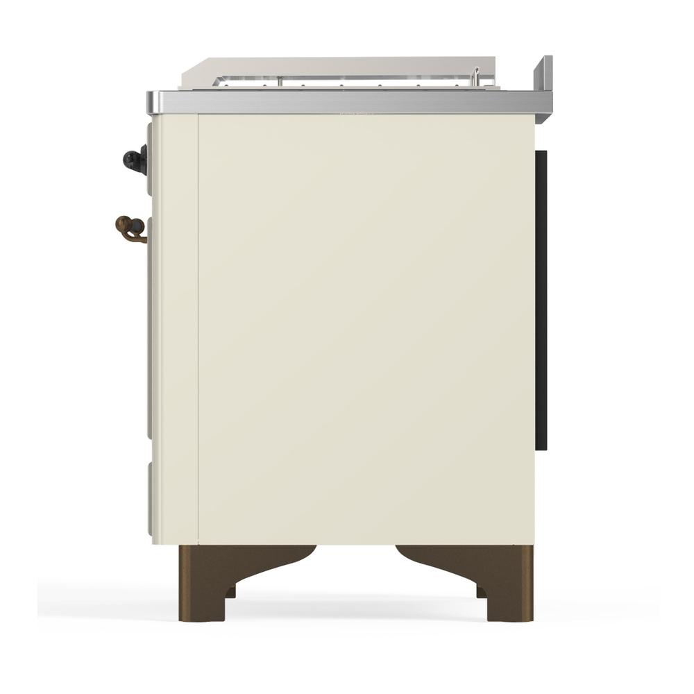 Ilve UM48FSNR3AWB Ilve Um48Fsnr3Awb Majestic Iii 48 Inch Dual Fuel Range With 5 Black Brass Burners, Griddle And French Top, Dual Function Burner Up To 25,000 Btu (Natural Gas, Triple Glass Door, Antique White, Burnished)