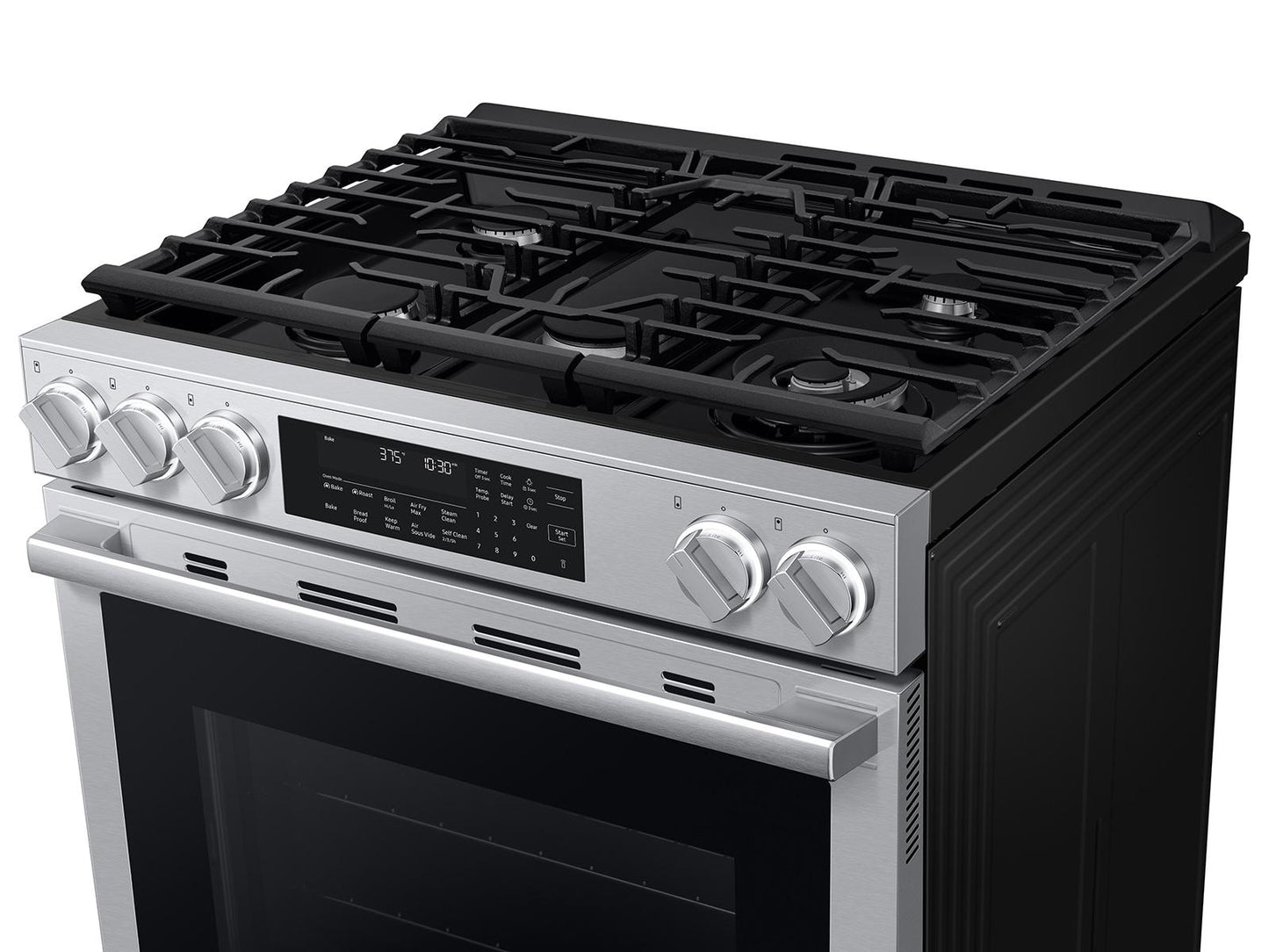 Samsung NSG90H63SRAA Bespoke Smart Slide-In Dual Fuel Range Pro Style Elite Design Illuminated Knobs Air Fry Max