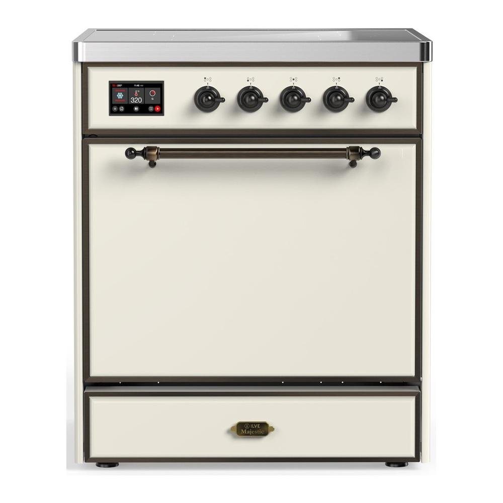Ilve UMIB30QNR3AWB Ilve Umib30Qnr3Awb Majestic Iii 30 Inch Induction Range With 4 Elements, 4 Cu. Ft. Oven Capacity (Solid Door, Antique White, Burnished)