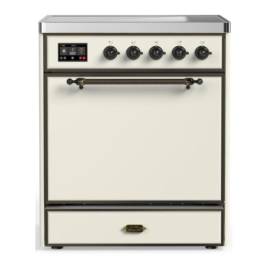 Ilve UMIB30QNR3AWB Ilve Umib30Qnr3Awb Majestic Iii 30 Inch Induction Range With 4 Elements, 4 Cu. Ft. Oven Capacity (Solid Door, Antique White, Burnished)
