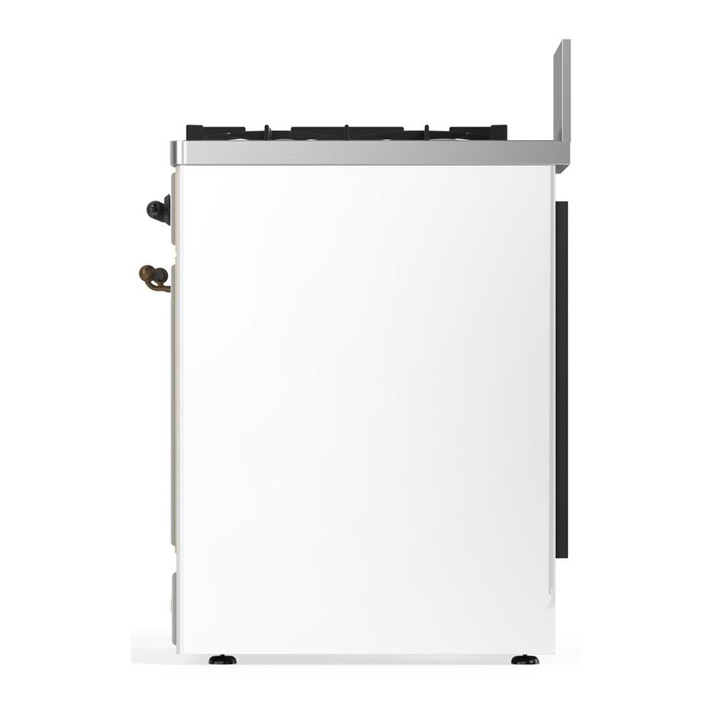Ilve UM30NR3WHBLP Ilve Um30Nr3Whblp Majestic Iii 30 Inch Dual Fuel Range With 5 Black Brass Burners, Dual Function Burner Up To 25,000 Btu (Liquid Propane, Triple Glass Door, White, Burnished)