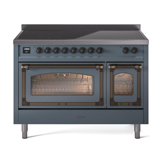 Ilve UNI486NMPBGB Ilve Uni486Nmpbgb Nostalgie Ii Noblesse 48" Induction Range (Triple Glass Door, Blue Grey, Burnished)