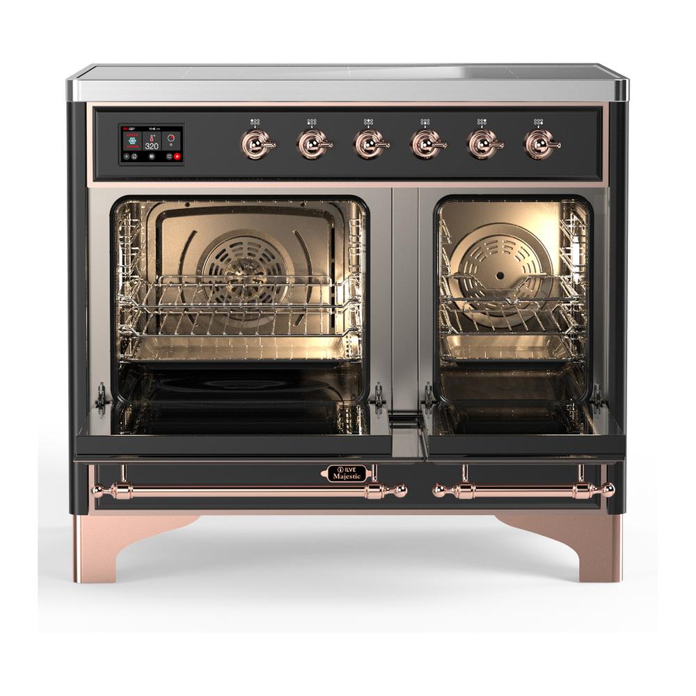Ilve UMDIB40NR3MGP Ilve Umdib40Nr3Mgp Majestic Iii 40 Inch Induction Range With 6 Elements, 3.82 Cu. Ft. Total Oven Capacity (Triple Glass Door, Graphite Matte, Copper)