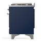 Ilve UM60FNR3MBCLP Ilve Um60Fnr3Mbclp Majestic Iii 60 Inch Dual Fuel Range With 9 Burners And Griddle, Dual Function Burner Up To 25,000 Btu (Liquid Propane, Triple Glass Door, Midnight Blue, Chrome)