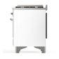 Ilve UM48FQNR3WHC Ilve Um48Fqnr3Whc Majestic Iii 48 Inch Dual Fuel Range With 8 Burners And Griddle, Dual Function Burner Up To 25,000 Btu (Natural Gas, Solid Door, White, Chrome)