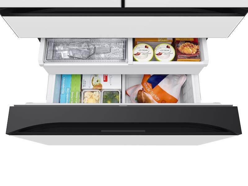 Samsung RF90F23AEW Bespoke 23 Cu. Ft. Counter Depth 4-Door French Door Refrigerator With Ai Family Hub™+ Ai Vision Inside™ In White Glass