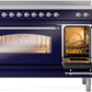 Ilve UPI486NMPMBC Nostalgie Ii 48 Inch Electric Freestanding Range In Blue With Chrome Trim