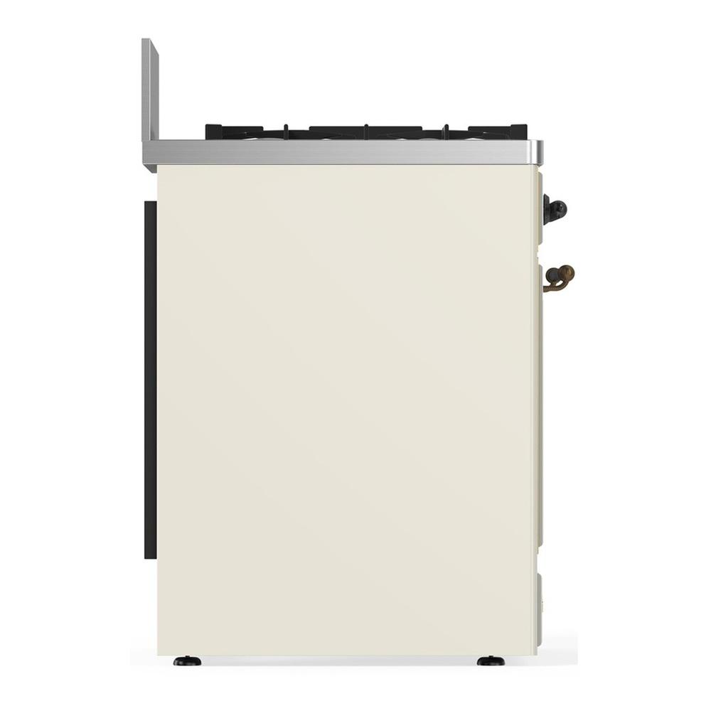 Ilve UM30NR3AWB Ilve Um30Nr3Awb Majestic Iii 30 Inch Dual Fuel Range With 5 Black Brass Burners, Dual Function Burner Up To 25,000 Btu (Natural Gas, Triple Glass Door, Antique White, Burnished)